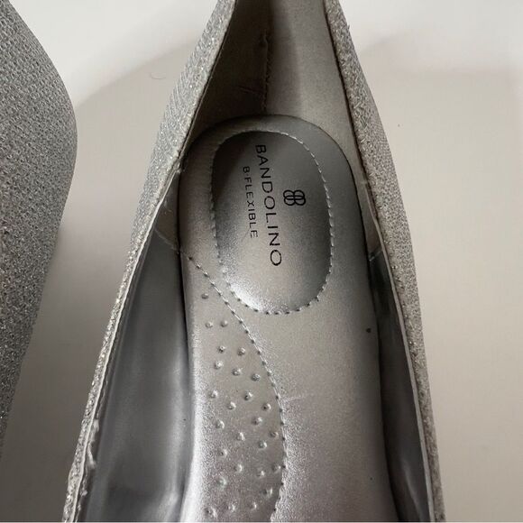 Bandolino Womens Candra Peep Toe Silver Metallic Wedge Dressy Pump Size 7.5 - Picture 5 of 9